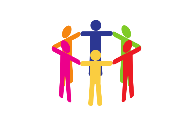 group of people holding hands graphic icon