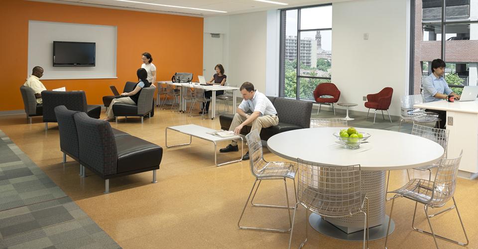 A student lounge in the Armstrong building.
